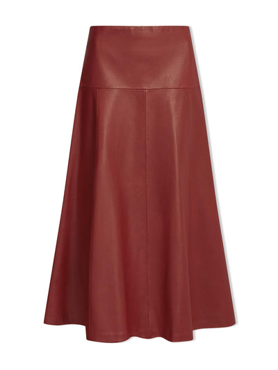 Cefinn Red leather Sierra maxi skirt at Collagerie