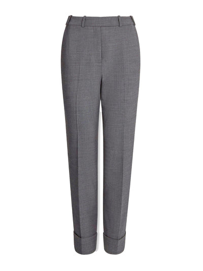 Cefinn Mid Grey Clement new wool easy waist turn up trousers at Collagerie