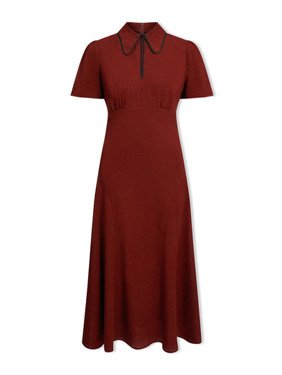 Cefinn Dark red Reya techni voile midi dress at Collagerie