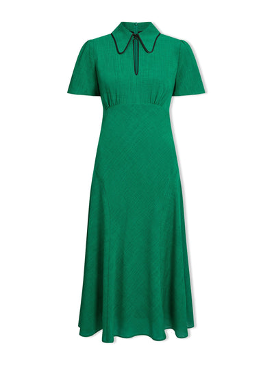 Cefinn Emerald green Reya techni voile midi dress at Collagerie