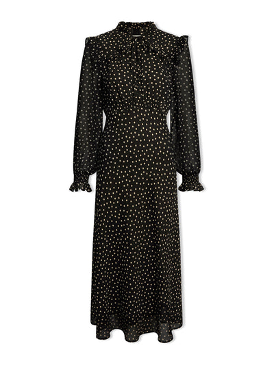 Cefinn Black cream polka dot Lucinda bias cut maxi dress at Collagerie