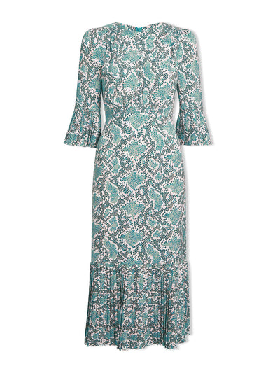 Cefinn Green snakeskin print Tibi maxi dress at Collagerie