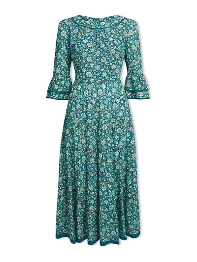 Cefinn Green ditsy carnation print Elodie cotton blend maxi dress at Collagerie