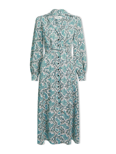 Cefinn Green snakeskin print Odette maxi dress at Collagerie