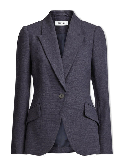 Cefinn Navy Josephine houndstooth wool blazer at Collagerie