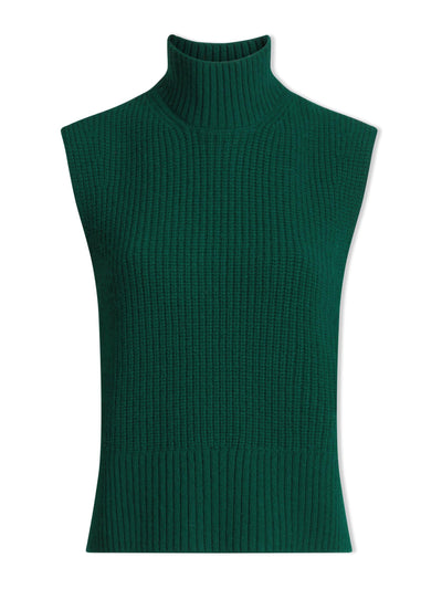 Cefinn Dark green Janie cashmere-blend funnel-neck sleeveless jumper at Collagerie