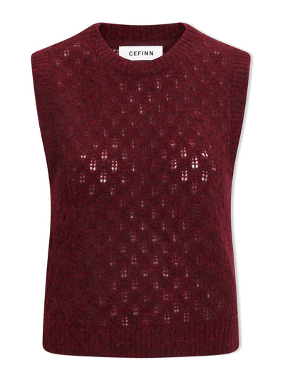 Cefinn Burgundy Jeanette alpaca sleeveless jumper at Collagerie