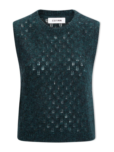 Cefinn Dark green Jeanette alpaca sleeveless jumper at Collagerie