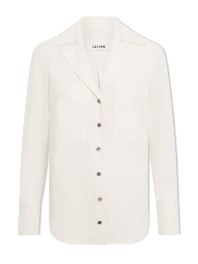 Cefinn Cream Spencer silk shirt at Collagerie