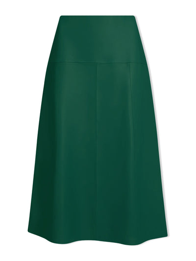 Cefinn Dark green Tiana leather midi skirt at Collagerie