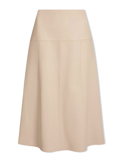 Cefinn Sand Tiana leather midi skirt at Collagerie