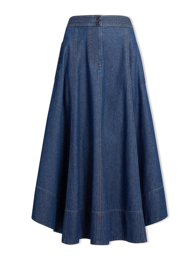 Cefinn Dark blue Salomi denim maxi skirt at Collagerie