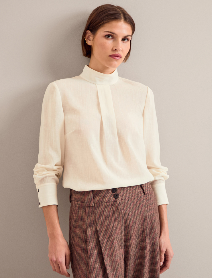 Cream Riley funnel neck blouse Blouse Cefinn    - Collagerie