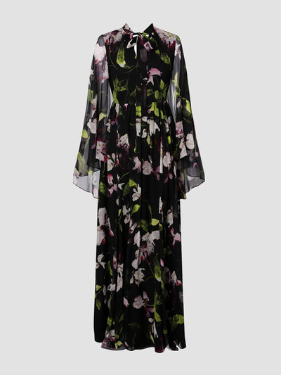 Erdem Long sleeve cape effect gown at Collagerie