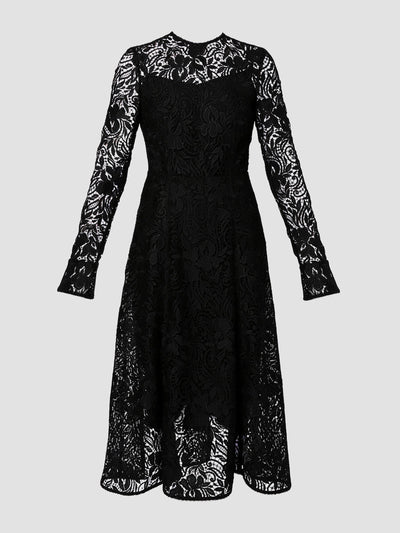 Erdem Long sleeve black midi dress at Collagerie