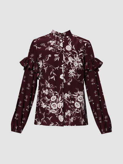 Erdem Long sleeve blouse with ruffle detail at Collagerie
