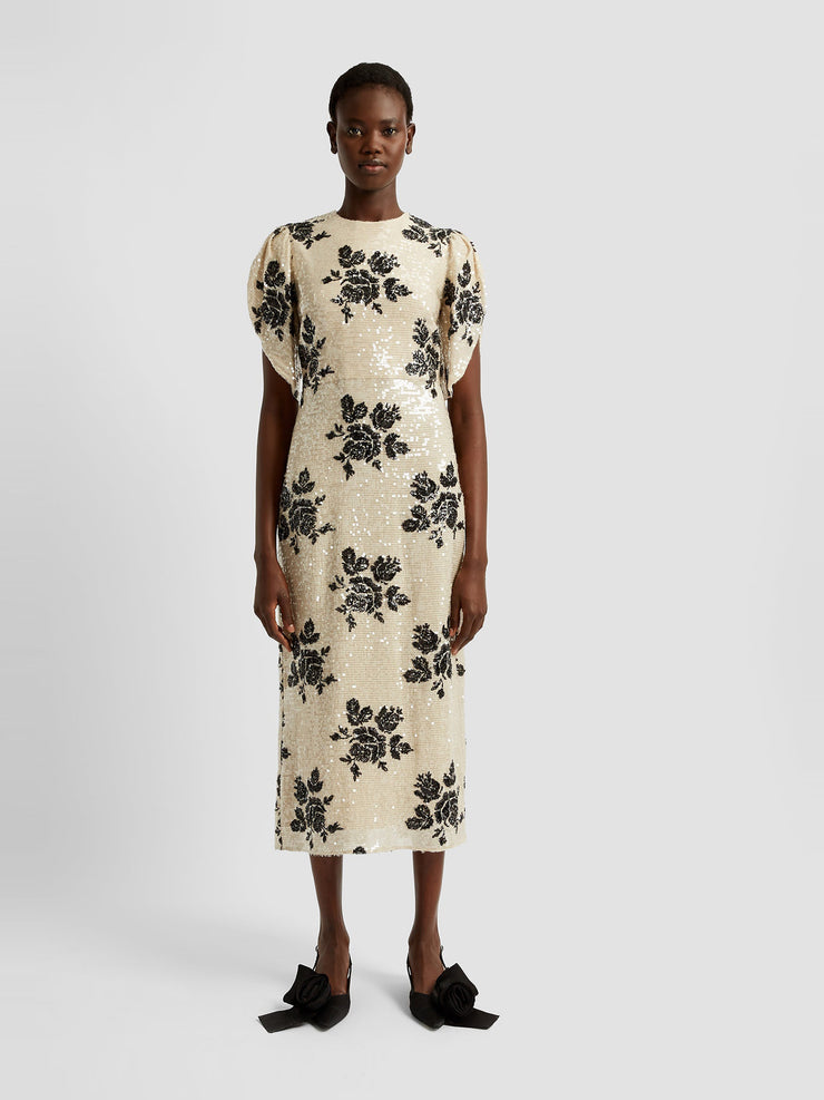 Short sleeve pencil cocktail dress AW24_W1D901R_WBEBS Erdem    - Collagerie