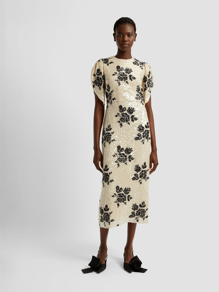 Short sleeve pencil cocktail dress AW24_W1D901R_WBEBS Erdem    - Collagerie