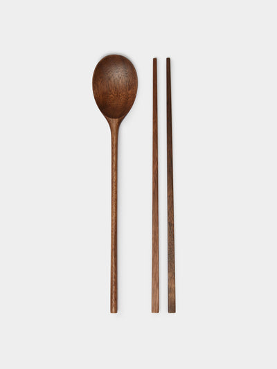 Jaejin Choi Walnut spoon and chopsticks set at Collagerie