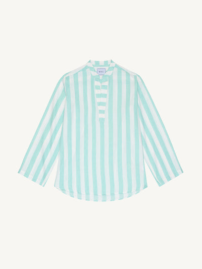 With Nothing Underneath Ada: Weave, Mint stripe shirt at Collagerie