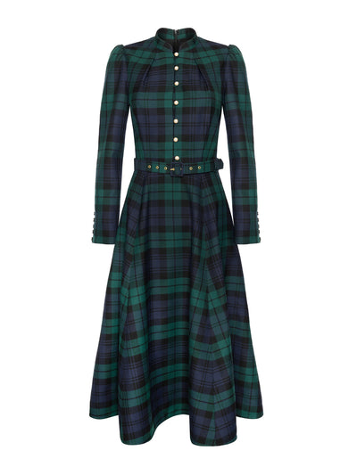 Beulah London Ahana evergreen tartan dress at Collagerie