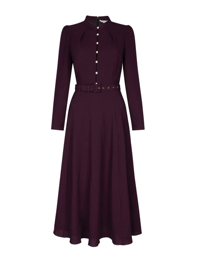 Beulah London Ahana plum long sleeve dress at Collagerie