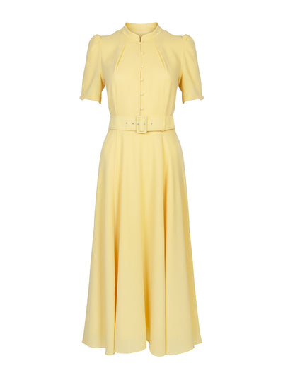 Beulah London Ahana lemon short sleeve dress at Collagerie