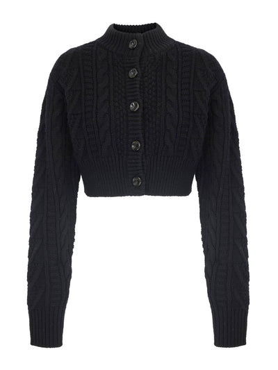 Emilia Wickstead Black cable knit Aleph cardigan at Collagerie