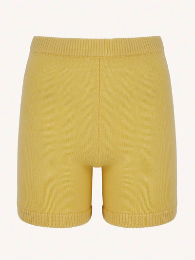 Emilia Wickstead Alex lemon knitted cycling shorts at Collagerie