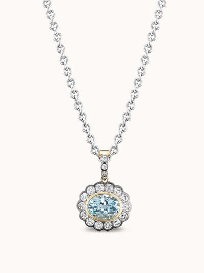 Marlo Laz Alexandra charm necklace in aquamarine at Collagerie