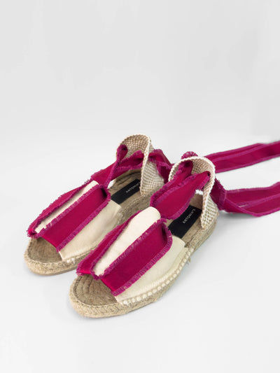 Antonia's Exclusive pink fringed Amalia espadrilles at Collagerie