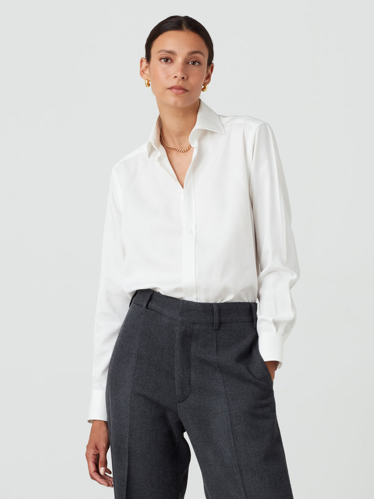 White tencel Boyfriend shirt Shirts With Nothing Underneath    - Collagerie
