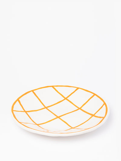 Hadeda Orange check ceramic plate at Collagerie