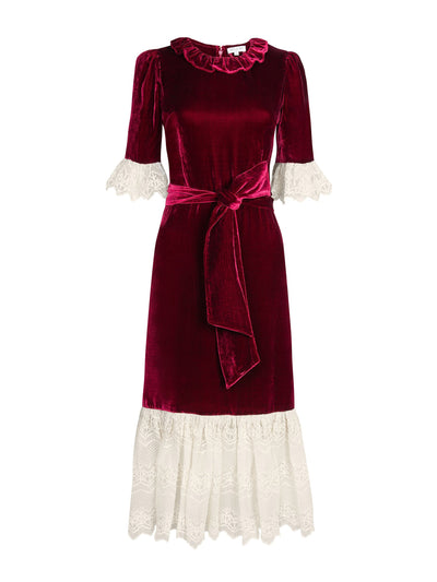 Beulah London Aster burgundy velvet dress at Collagerie