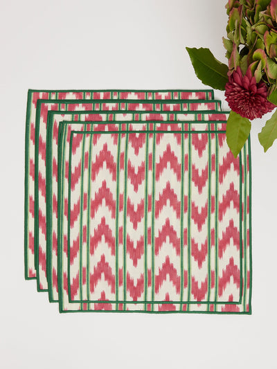 Maison Margaux Raspberry red Ikat napkins, set of 4 at Collagerie