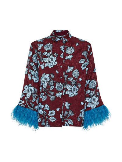 Borgo De Nor Nesse floral jacquard shirt in Glass Flower Blue at Collagerie