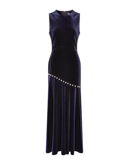 Borgo De Nor Navy Sole velvet maxi dress at Collagerie