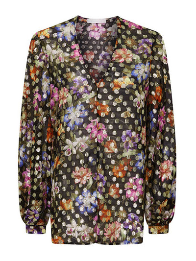 Borgo De Nor Painterly flower Stellan lamé top at Collagerie