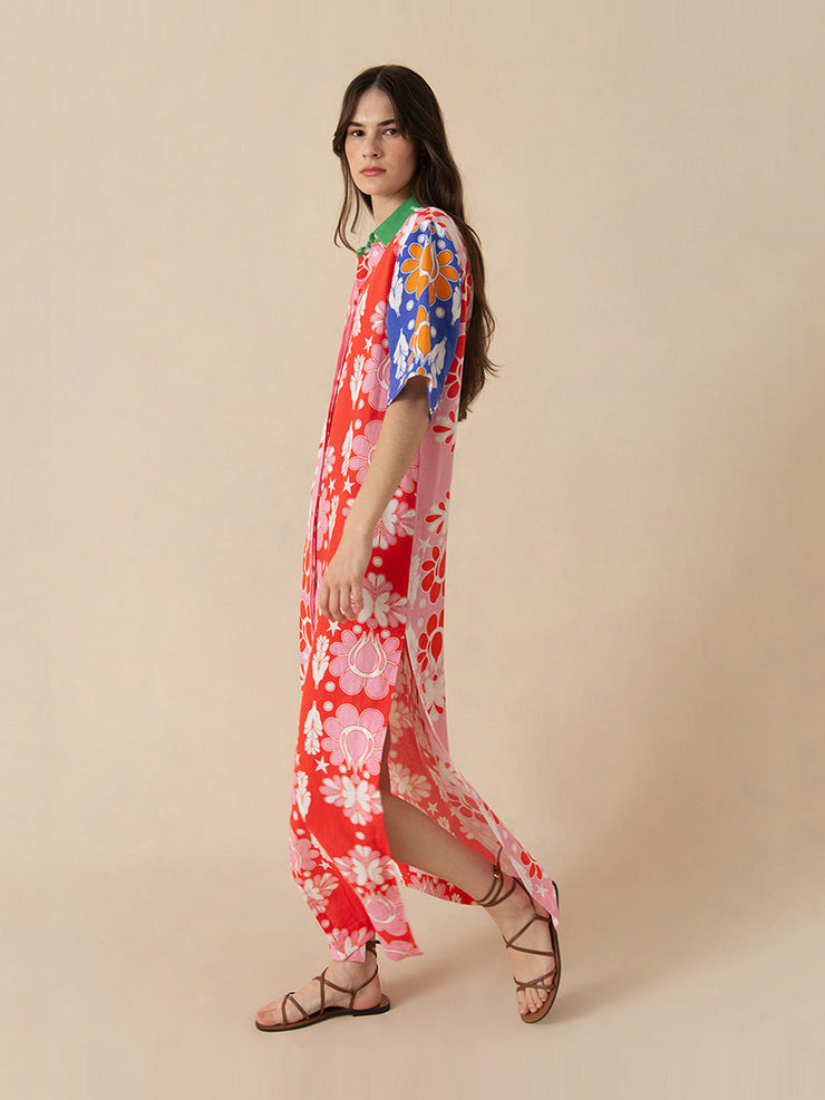 Multicoloured, floral linen Penny maxi dress DRESS - SS24 Borgo De Nor    - Collagerie