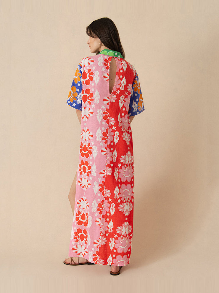 Multicoloured, floral linen Penny maxi dress DRESS - SS24 Borgo De Nor    - Collagerie