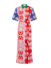 Geo flower multi Penny linen maxi dress