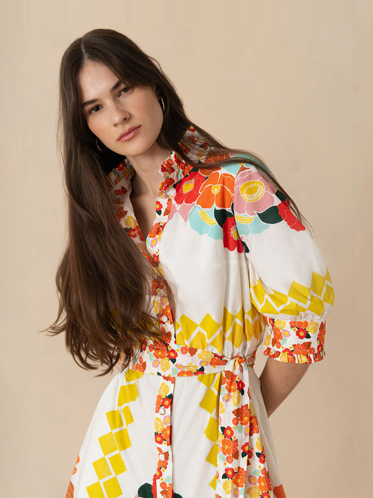 Astro flowers white Marni midi dress