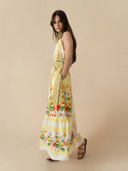 Terrazo yellow Biba cotton maxi dress