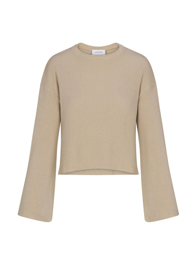 Anemos Bell sleeve rib knit boxy crop jumper at Collagerie