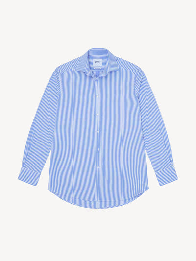 With Nothing Underneath The inverted pinstripe fine poplin Boyfriend shirt at Collagerie