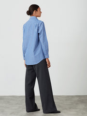 The Blue Multi Stripe fine poplin Boyfriend shirt