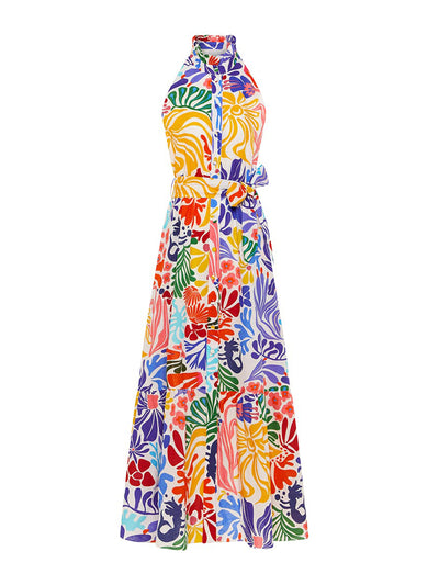 Borgo De Nor Biba cotton maxi dress in Sea Sunbath white at Collagerie