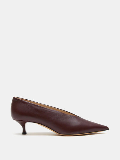 Le Monde Beryl Oxblood leather Babouche kitten heels at Collagerie