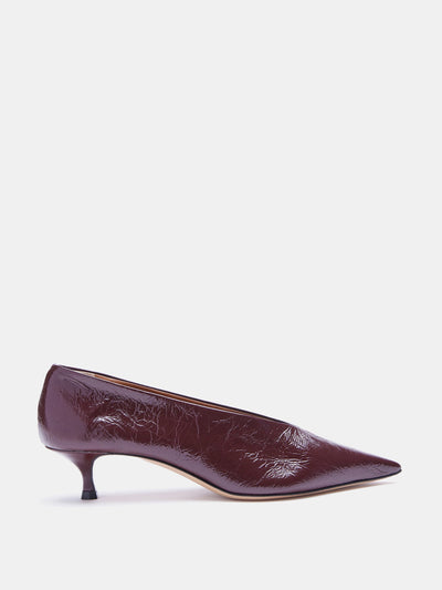 Le Monde Beryl Aubergine naplack babouche kitten heels at Collagerie