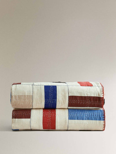 Zara Home x Collagerie Cotton and linen patchwork bedspread at Collagerie